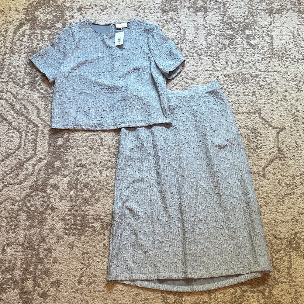 MELLODAY Textured Gray top and skirt set